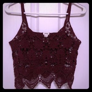 Maroon lace crop top